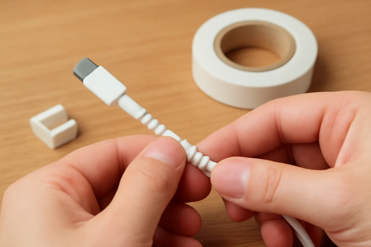 充電ケーブルの根本を補強する