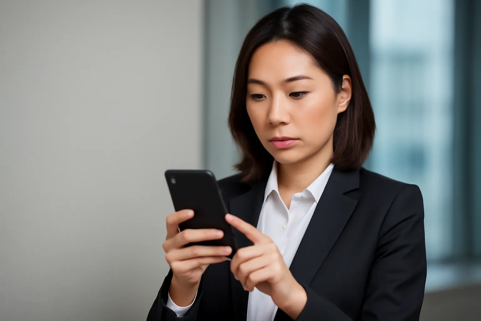 LINEの設定を触る女性