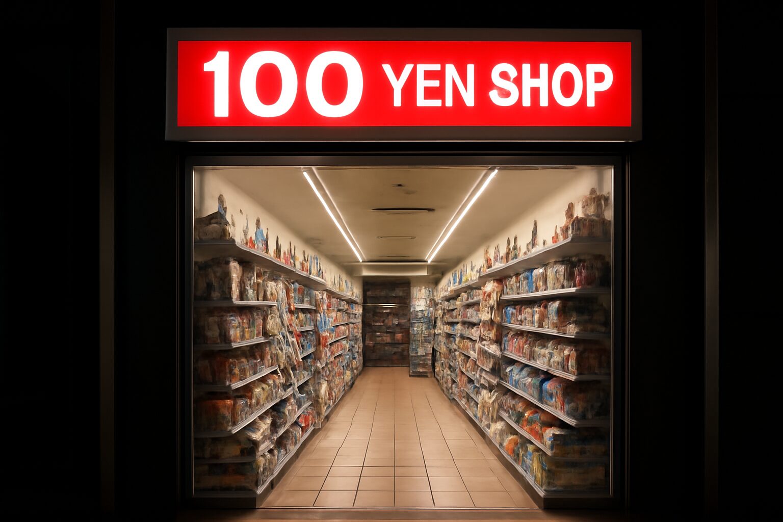 夜の100円ショップ
